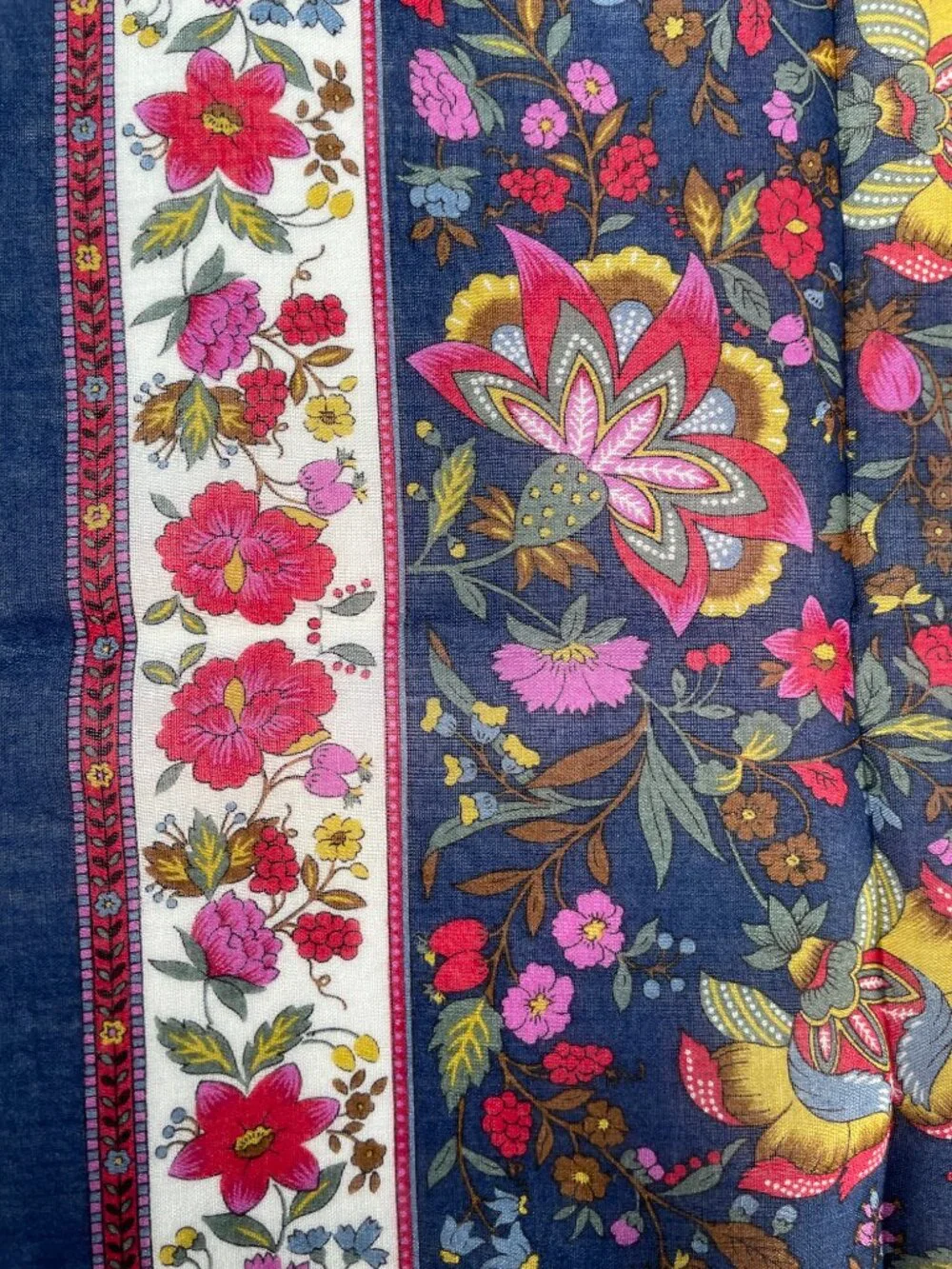 Vintage Yves Saint Laurent Floral Cotton Scarf